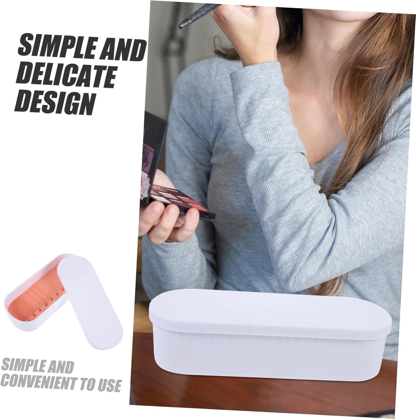 Makeup Brush Cleaning Storage Women'S Makeup Brush Cleaner Box Drying Holder Compact Cleaning Box for Cosmetics
