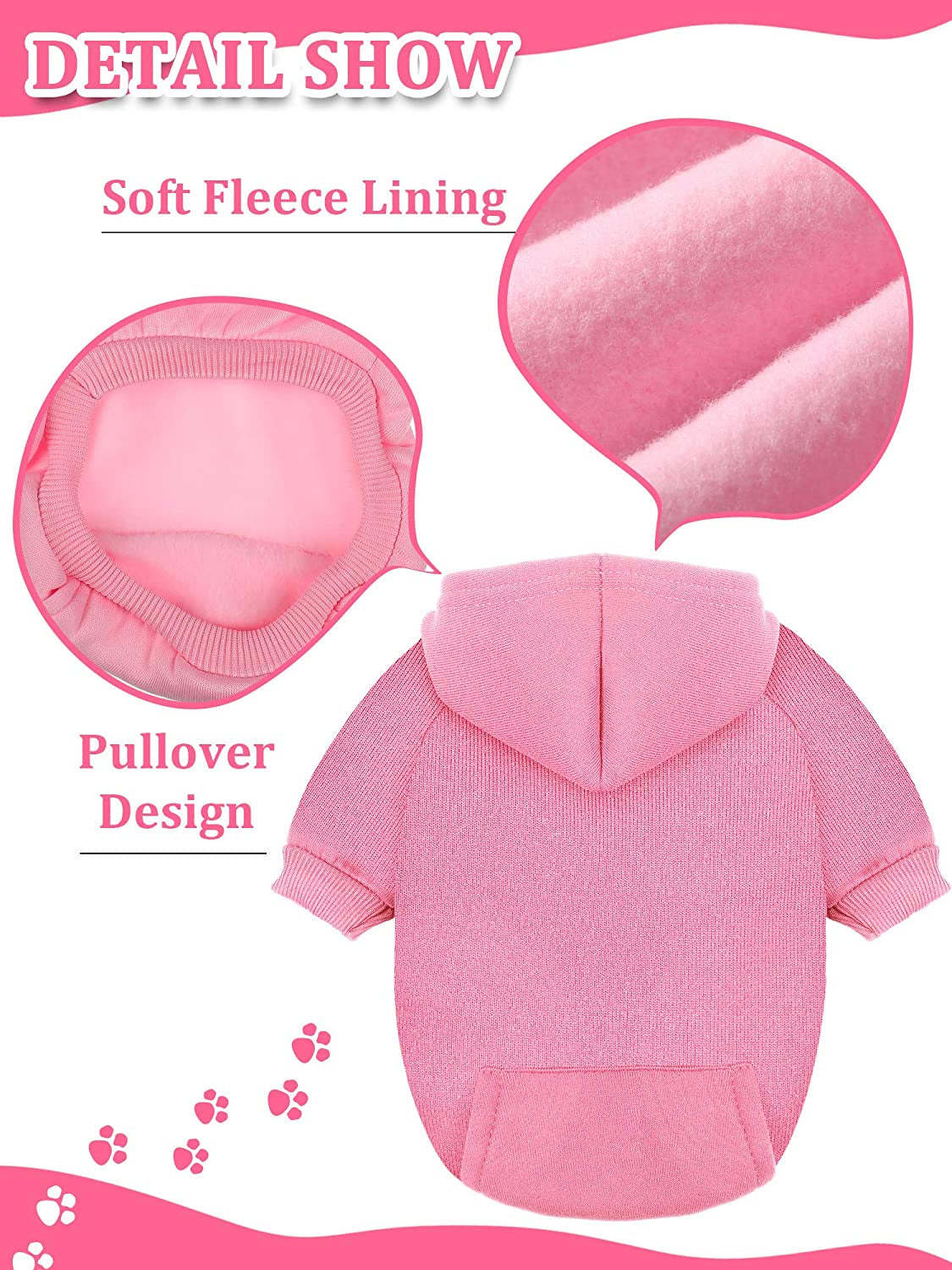 4-Piece Small Dog Sweater Set - Dog Hoodie Clothes with Hat for Small Dogs, Chihuahua, Winter Warm Hoodies & Coat with Pocket