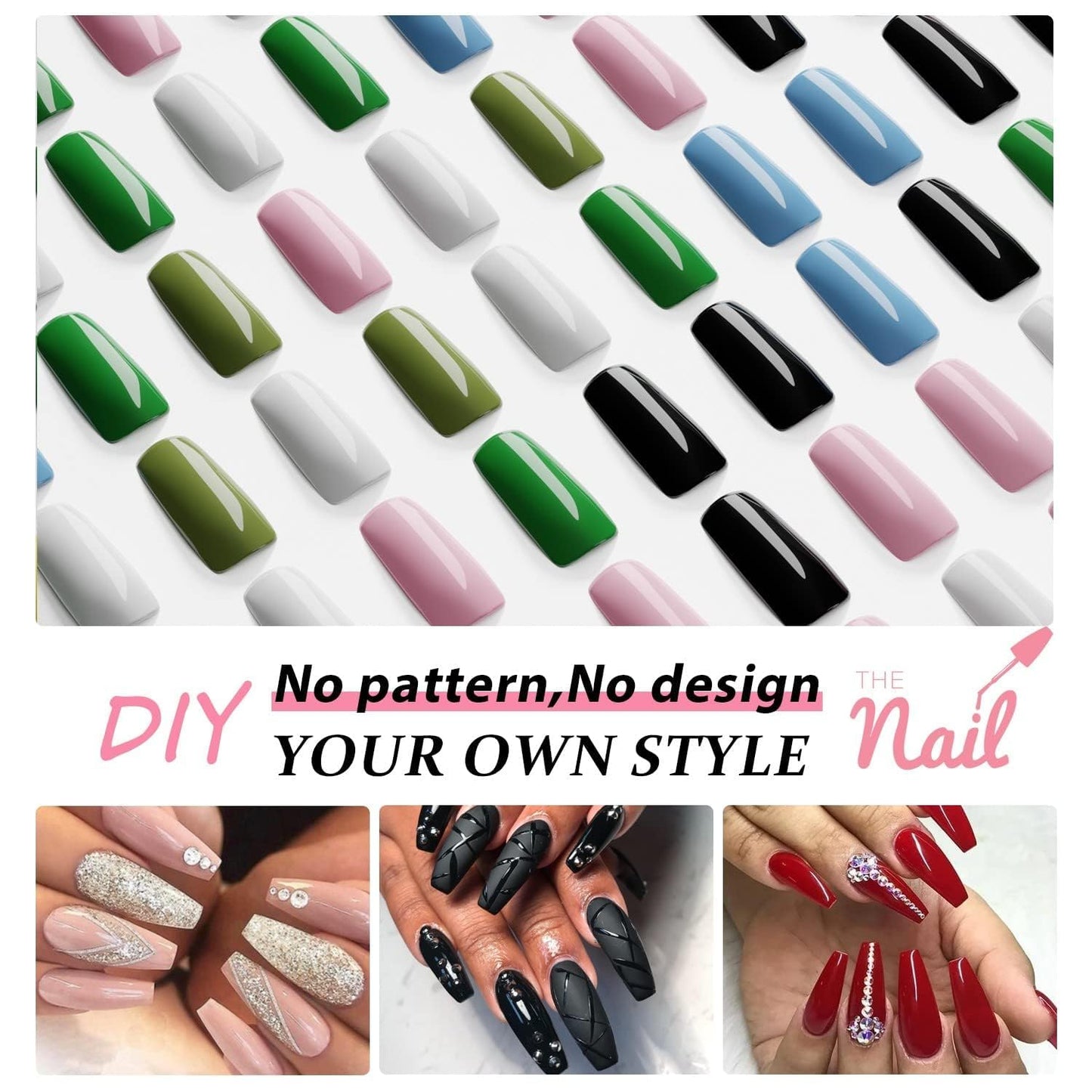 Red Press on Nails Medium Long Square, Medium Coffin Nails Acrylic Nails Press Ons Glue on Nails Medium Length, Solid Color Fake Nails for Women Holiday Thick Artificial Nails