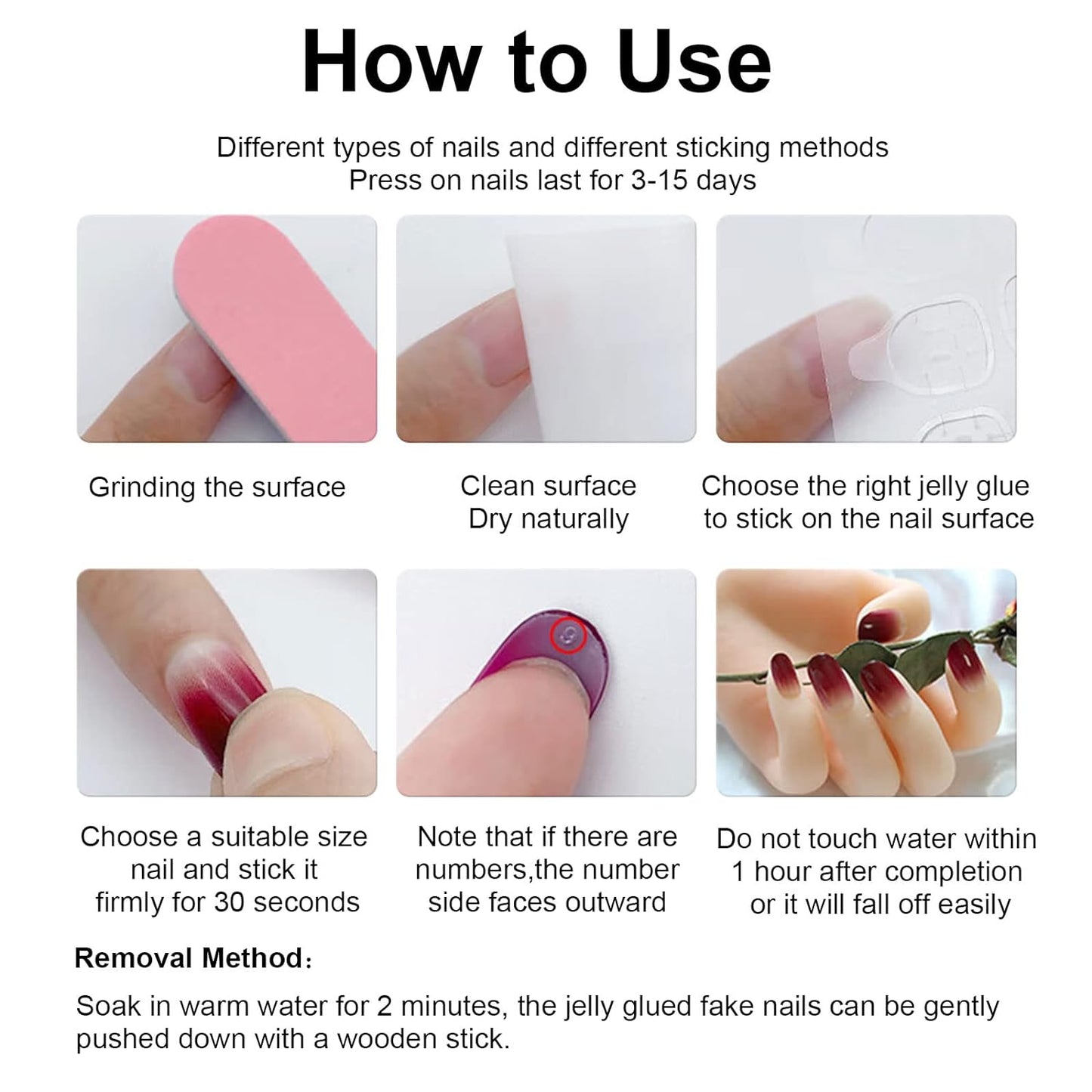 24 Pcs Pink Press on Nails Medium Square - Winter Fake Nails Press Ons White French Nail Art Tips Glue on Nails Full Cover False Nails with Charms Pentagram Design Stick on Nails Acrylic Nail