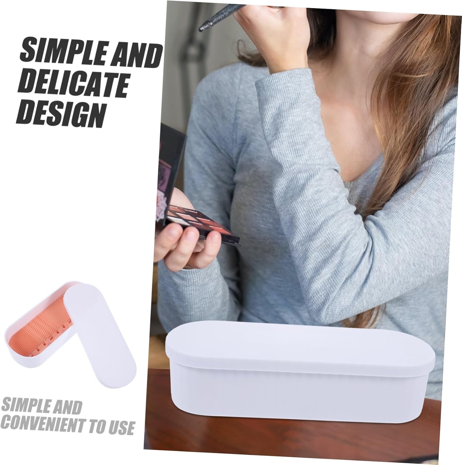 Makeup Brush Cleaning Storage Women'S Makeup Brush Cleaner Box Drying Holder Compact Cleaning Box for Cosmetics