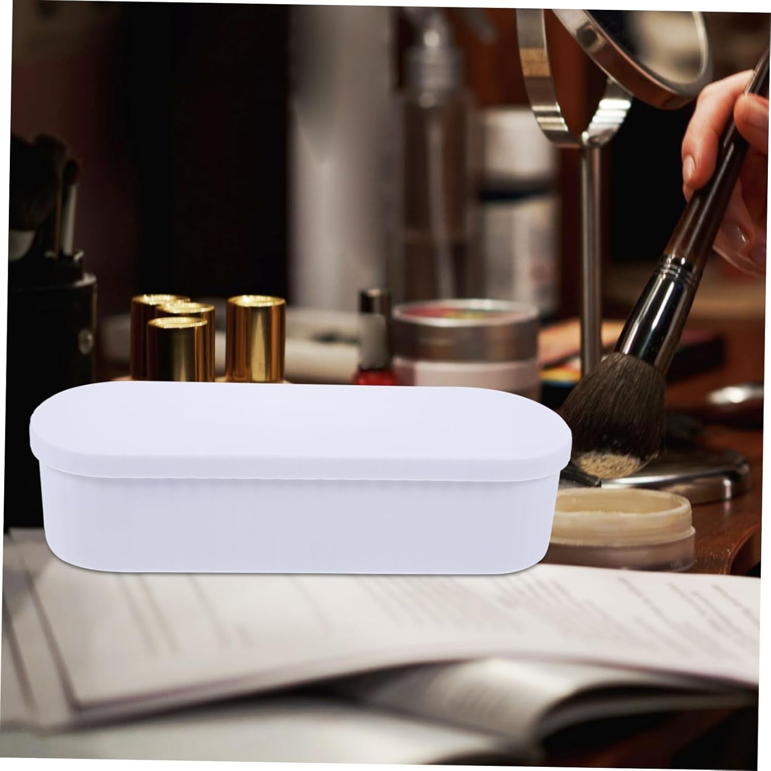 Makeup Brush Cleaning Storage Women'S Makeup Brush Cleaner Box Drying Holder Compact Cleaning Box for Cosmetics