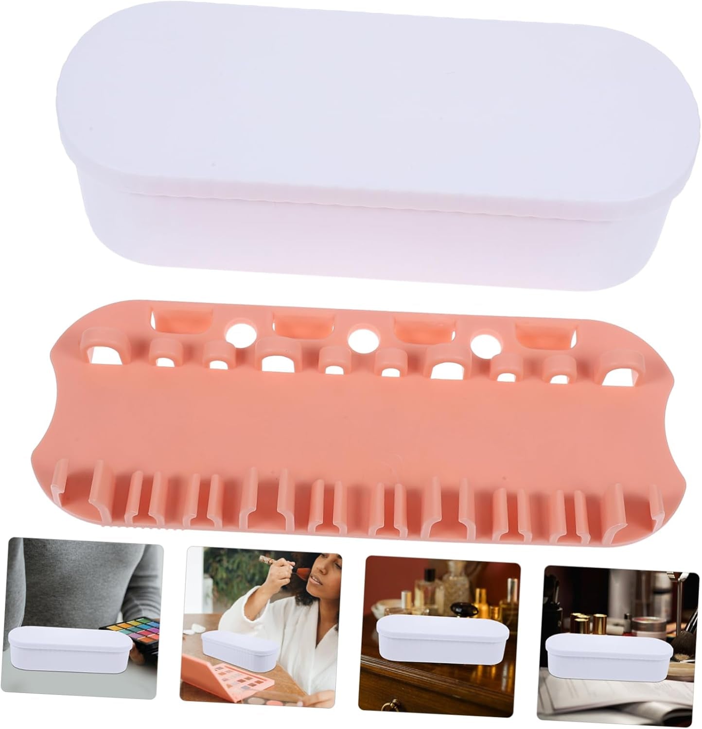 Makeup Brush Cleaning Storage Women'S Makeup Brush Cleaner Box Drying Holder Compact Cleaning Box for Cosmetics