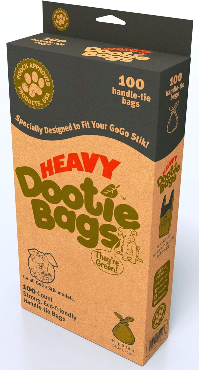 HEAVY Dootie Bags with EZ Tie Handles. Clean and Convenient for Pet Dog Poop, Cat Litter. Multi-Use. Great for Swivel Bin and  Scoopers. Made with Cornstarch. Strong, Leakproof and Very Large