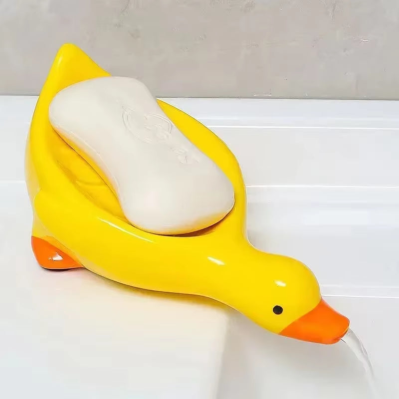 1Pc Duck Shape Soap Box Cartoon Soap Dish Drainable Storage Holder Soap Container Storage Dish Household Bathroom Accessories