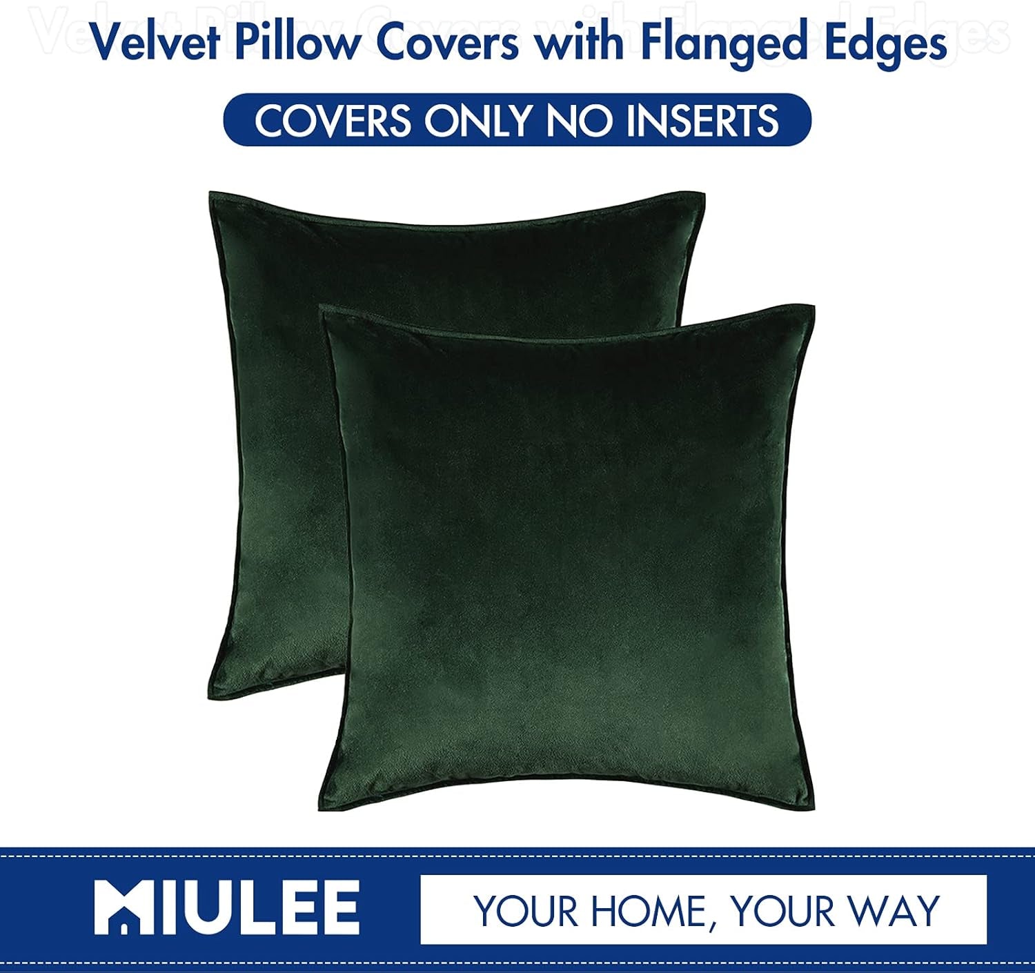 Pack of 2 Decorative Velvet Throw Pillow Cover Soft Pillowcase Solid Square Cushion Case for Sofa Bedroom Car 20X20 Inch 50X50 Cm Army Green